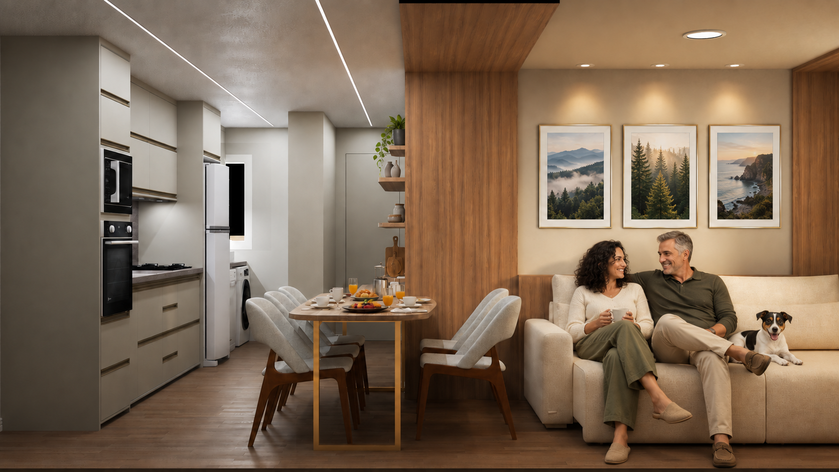 Cozinha com sala integrada do projeto Espaços reduzidos